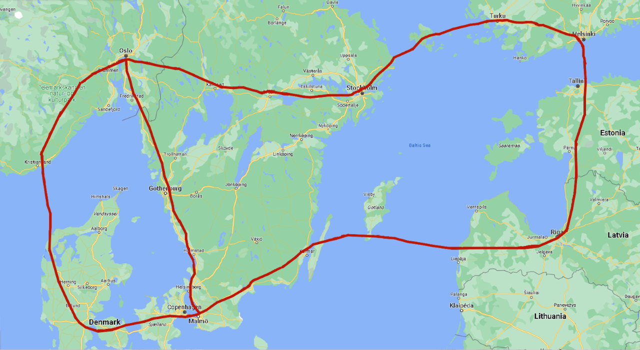 Scandinavia and part of eastern Europe lines